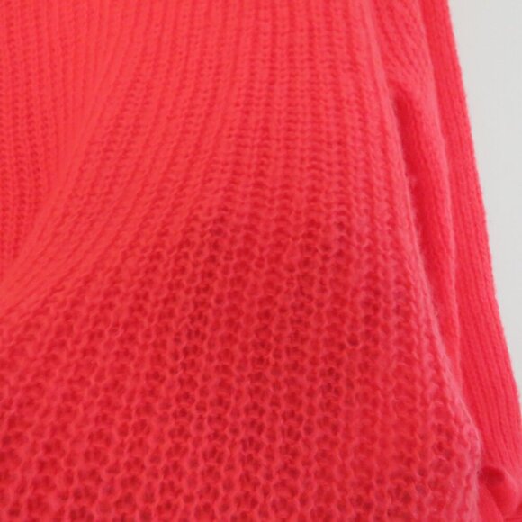 NAADAM Open Knit Bell Sleeve Tied Sweater in Coral Pink Bright - Size S - Picture 9 of 14
